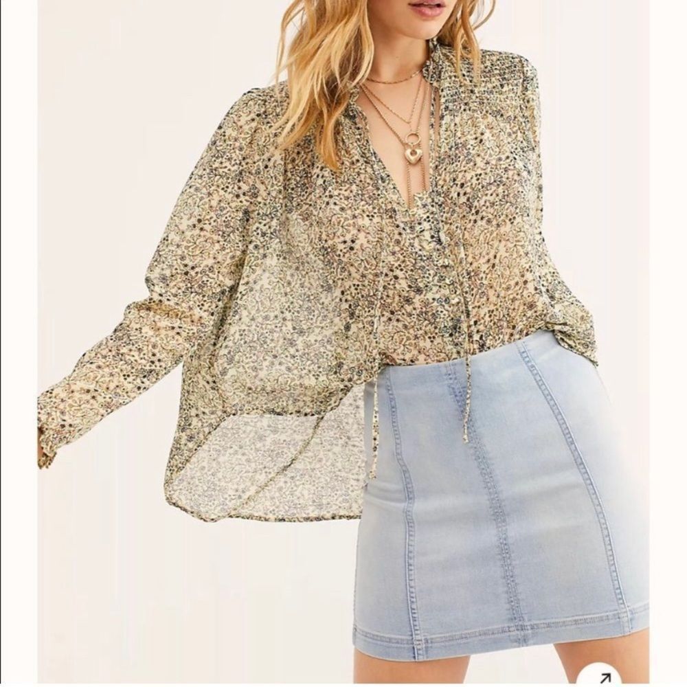 FREE PEOPLE MODERN FEMME - ACID WASH MINI SKIRT
